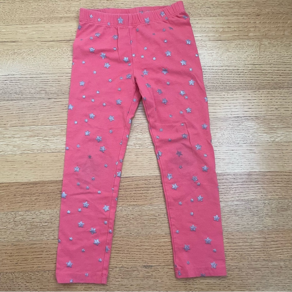 Gap Coral Leggings With Metallic Silver Stars 5